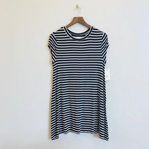 BILLABONG Striped T-Shirt Shift Dress Black White